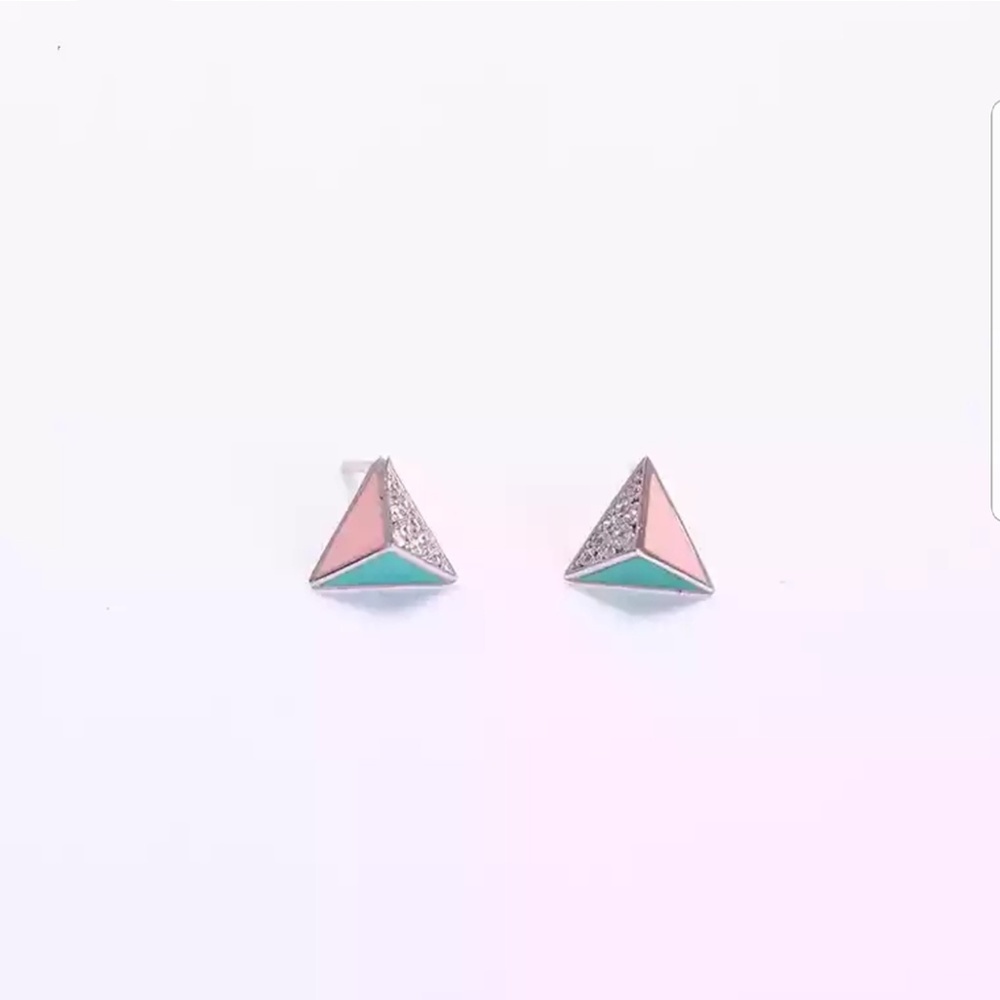 Tripod Silver Sparkling Stud Earrings